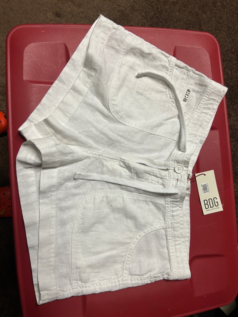 BDG White Linen-Blend Casual Shorts